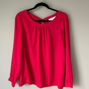 LOFT Ann Taylor Red Back Tie Blouse Size M